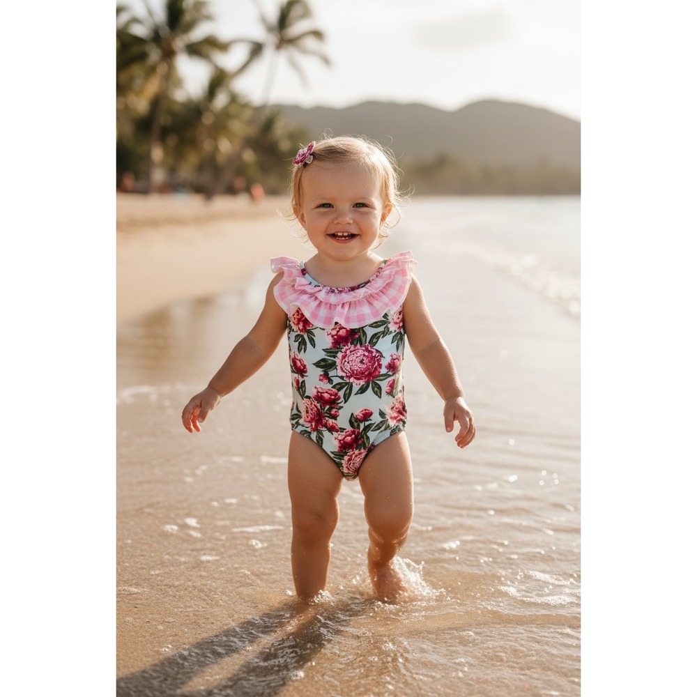 Floral Ruffle One-Piece Swimsuit NWOT